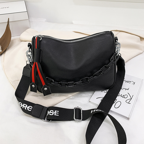 Sacs à bandoulière en cuir véritable femmes célèbre marque femme sac à bandoulière mode large bandoulière doux petites femmes sac Bolsa sac ► Photo 1/6