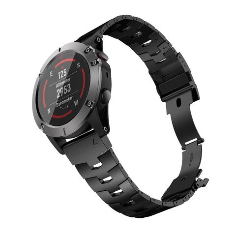 GORPIN Fenix 6X Pro – Bracelet de montre, en métal titane, 26mm, pour Garmin Fenix 5X Plus, noir, argent, gris ► Photo 1/4