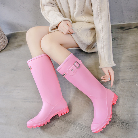 Résistant à l'huile Wellington femmes haute chaud doublé bottes de pluie hiver anti-dérapant imperméable à l'eau isolé boucles Pull-on temps froid ► Photo 1/6