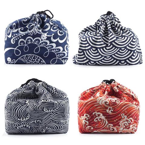 Style japonais boîte à déjeuner sac cordon sac à déjeuner Bento fourre-tout poche Portable enfants boîte de rangement voyage vaisselle sac de rangement ► Photo 1/6