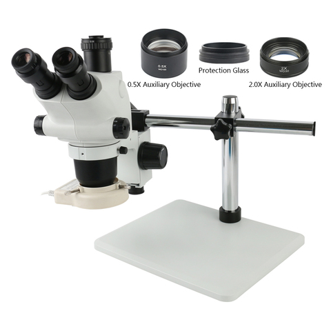 Microscope trinoculaire stéréo à Zoom, 2022 x 3.25X-130x 6.5X-65X + lentille auxiliaire 0.5x 2.0x1x, pour téléphone de laboratoire soudage de PCB ► Photo 1/6