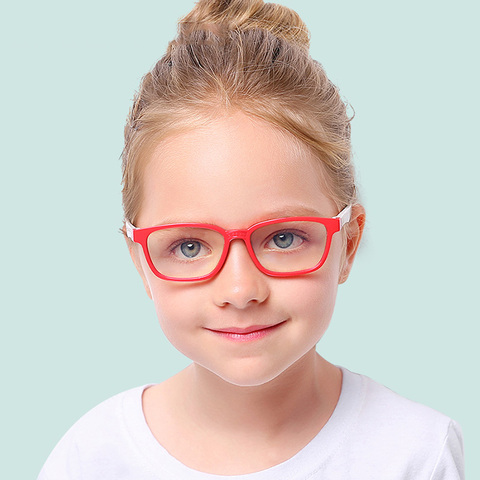 Pliable enfants lunettes optiques Flexible une pièce sûr lunettes plaine miroir Silicone Anti-lumière bleue lunettes monture lunettes ► Photo 1/6