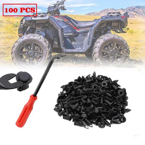 Rivets en plastique, 100 x UTV ATV, Clips de garde-boue, avec dissolvant de fixation, pour Polaris Predator Rangers RZR brouilleur Sportsman ► Photo 1/6