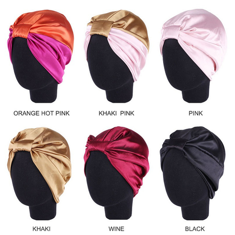 6 couleurs soie Salon Bonnet femmes sommeil Bonnet de douche serviette de bain cheveux sec rapide élastique soins des cheveux Bonnet tête enveloppement chapeau 1pc chaud! ► Photo 1/6