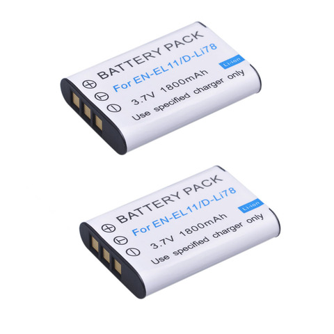 Batterie pour Nikon Coolpix S550/S560/Pentax M50/W60/W80/V20/Sony AZ1V/AZ1VR, 1800mAh, EN-EL11, D-Li78, NP-BY1, HDR-AZ1, EL11 ► Photo 1/5