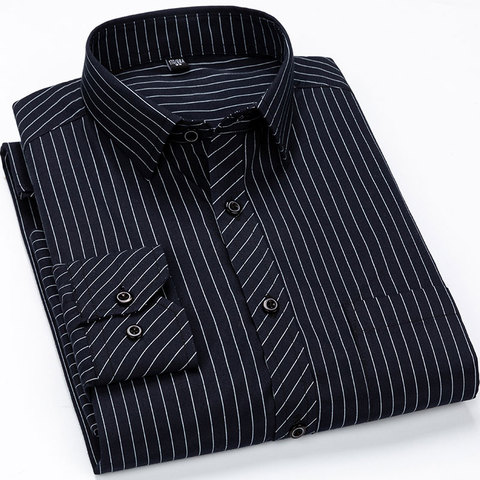 Chemise intelligente à manches longues, rayée, grande taille 6XL, pour hommes, vêtement de marque pour le travail Social, sans fer, pour le Business, collection décontracté ► Photo 1/6