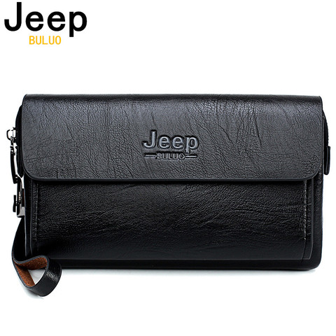 JEEP BULUO – sac à main de marque célèbre pour hommes, pochettes de jour, sacs de luxe pour téléphone et stylo, portefeuille en croûte de cuir de haute qualité ► Photo 1/6