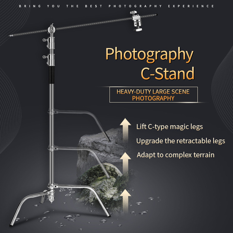 2.6 m acier inoxydable lightstand magique jambes Photographie C-cadre vidéo support léger pour lampe de vélo pliable fer lightstand Avec 1 m de fer rail ► Photo 1/5
