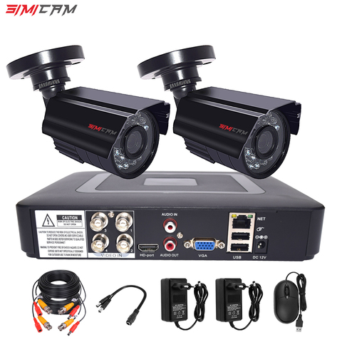 Kit de système de sécurité de caméra de vidéosurveillance analogique AHD, 4 canaux DVR 1080p, 2 pièces, étanche, Vision nocturne ► Photo 1/6