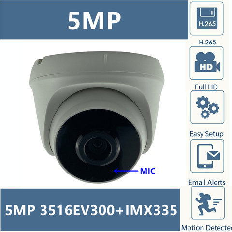 Caméra dôme de plafond IP avec micro intégré, 5mp 3516EV300 + Sony IMX335, 2592x1944, H.265, faible éclairage, cri Onvif, CMS XMEYE P2P ► Photo 1/6