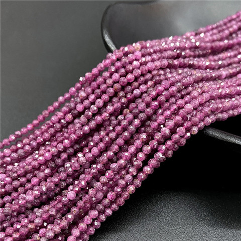 Petites perles en pierre gemme naturelle naturelle, rouge, 2mm, 3mm, brin ample pour la fabrication de bijoux, bricolage, 15'' ► Photo 1/3