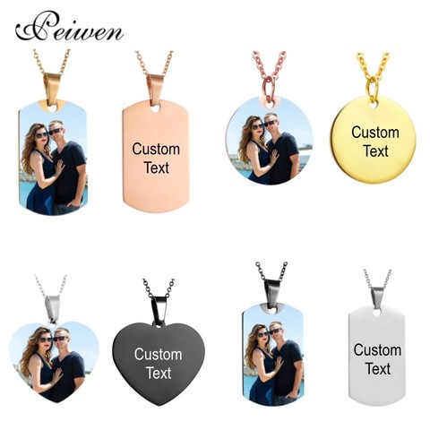 Personnalisation personnalisée collier personnalisé couleur Photo graver texte acier inoxydable collier pour femmes hommes collier ras de cou breloque ► Photo 1/6