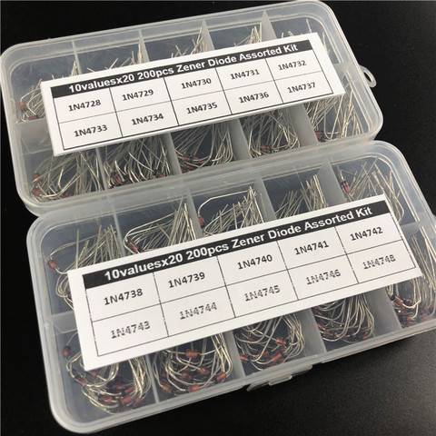 20 valeurs x20 400 pièces Zener Diode assortiment kit électronique 1N4728 ~ 1N4748 1 W DO-41 avec 2 boîte de rangement ► Photo 1/6