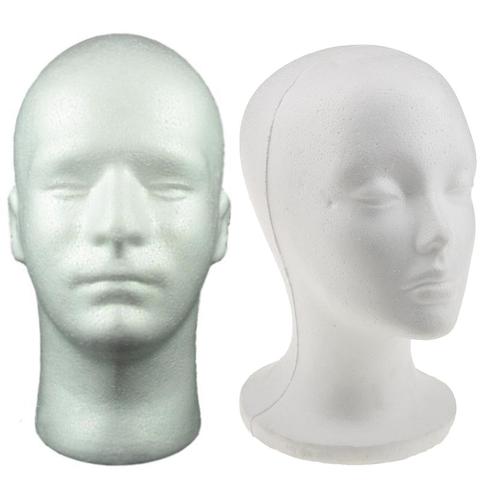 Femme homme Mannequin tête blanc polystyrène styromousse mousse tête modèle support perruque chapeau casque présentoir ► Photo 1/6