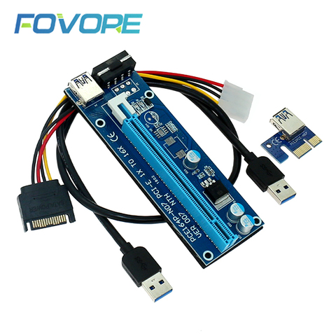 Riser – carte Molex 4 broches PCIE PCI-E adaptateur PCI Express 1X 16X usb 3.0, extension pour minage ► Photo 1/6