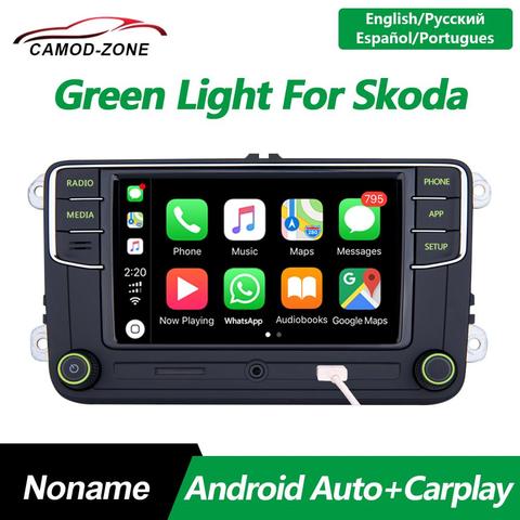 Autoradio Android Auto Carplay sans marque (MIB rcd 330g/330 Plus, 6RD 035 187B), avec éclairage vert, pour voiture VW Skoda Octavia, Fabia, superbe Yeti ► Photo 1/6