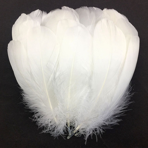 100 pièces/lot plumes d'oie blanche naturelle Plume artisanat bricolage plumes colorées en gros fête de mariage décoration de noël 13-18cm ► Photo 1/6