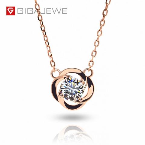 GIGAJEWE – collier en argent 925 et Moissanite plaqué or Rose 18K, 5mm EF rond, Test de diamant réussi, bijoux cadeau pour petite amie ► Photo 1/6