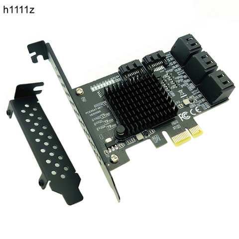 Carte de contrôleur PCIE SATA III 8 Ports carte d'extension PCIe 2.0x1 SATA 6G avec Support à profil bas prenant en charge la carte Win10 PCIE SATA ► Photo 1/6