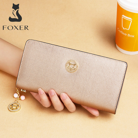 FOXER Chic femme grande capacité longs portefeuilles femmes élégant porte-carte porte-monnaie affaires dame pochette téléphone sac argent sac à main ► Photo 1/6