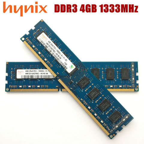 Hynix – barrette de RAM DDR3 4 go ou 2 go pour ordinateur de bureau, Module de mémoire vive, fréquence 1333 MHZ, pc3-10600u ► Photo 1/3