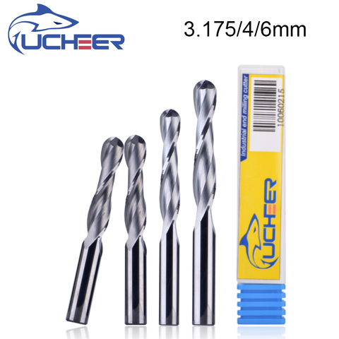 UCHEER1 pièces 4mm 6mm 2 flûte spirale boule nez fraise CNC fraises pour bois carbure de tungstène outil de fraisage ► Photo 1/5