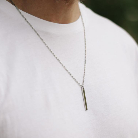 2022 nouvelle mode Rectangle barre collier hommes étanche en acier inoxydable chaîne pendentif collier pour hommes bijoux cadeau ► Photo 1/6