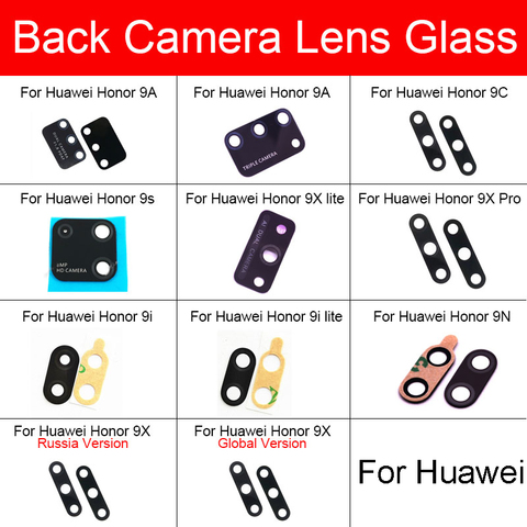 Lentille en verre de la caméra arrière arrière pour Huawei Honor 9 9i 9N 9X 9S 9C Pro Lite lentille en verre de la caméra + réparation de remplacement d'autocollant ► Photo 1/6