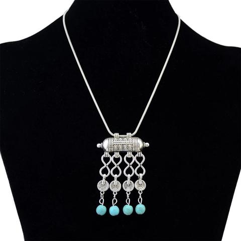 Tribal Vintage argent couleur colliers pour femmes bohème ethnique bleu pierre collier turc gitane Festival bijoux cadeau d'anniversaire ► Photo 1/1