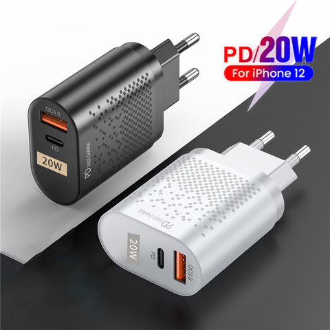 20W USB Type C chargeur pour iPhone 12 Pro Max Mini Charge rapide 3.0 QC PD 20W USB-C Charge rapide voyage mur pour iPhone 12 ► Photo 1/6