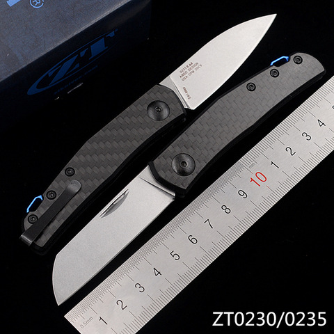 JUFULE Anso ZT 0230 0235 Joint en fibre de carbone poignée marque 20CV survie EDC outil Camping chasse cuisine extérieure couteau pliant ► Photo 1/6