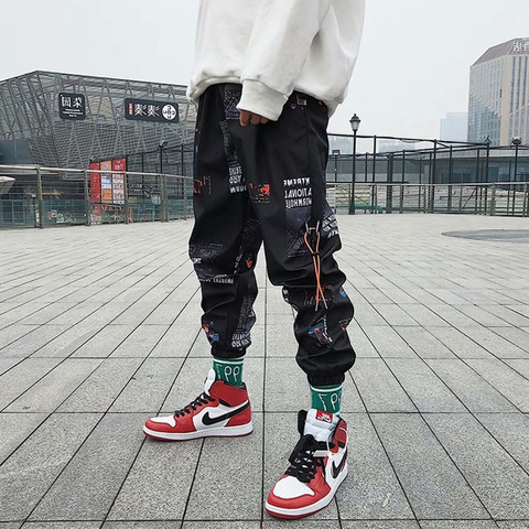 Pantalon Hip hop hommes Joggers amples imprimer Streetwear sarouel vêtements cheville longueur pantalon ► Photo 1/6