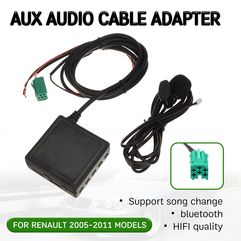 Câble récepteur bluetooth Aux avec USB, adaptateur Aux, avec microphone, mains libres, pour Renault Clio,Kangoo, mégane (2005-2011) ► Photo 1/6