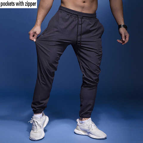 Pantalon de course pour hommes, avec poches à fermeture éclair, pour entraînement, Jogging, Fitness, Gym, Sport ► Photo 1/6