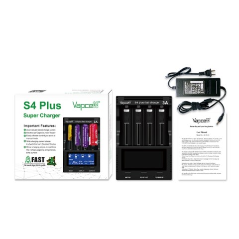 Vapce S4 plus 3A 4 slot total 12a décharge/test de capacité/répétition prise EU/US/UK/EU chargeur rapide pour batteries 20700 21700 PCB ► Photo 1/4