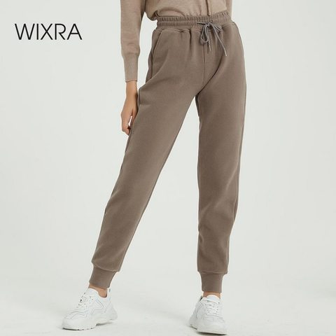 Wixra femmes pantalons de velours occasionnels hiver dame épais laine pantalon femmes vêtements à lacets pantalons longs ► Photo 1/6
