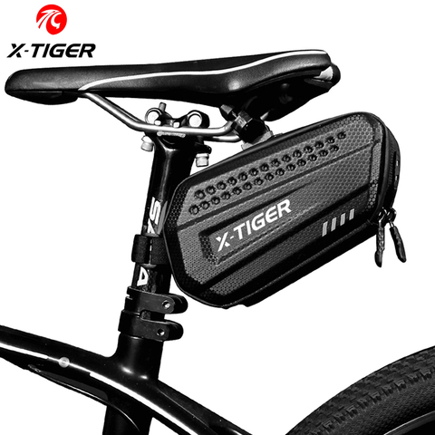 Sac de selle de vélo étanche, sacoche en cuir PU, 3D, avec coque, 1,2 l, sacoche Portable, accessoires de cyclisme, X-TIGER ► Photo 1/6