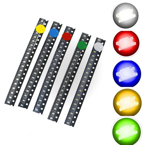 Kit de diodes électroluminescentes, 100 (0805) SMD LED, perles de lampe, blanc chaud, rouge, vert, bleu, jaune, Orange, UV, rose, Micro 3V SMT, 2012 pièces ► Photo 1/5