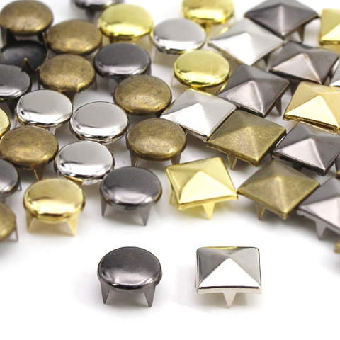 4 Rivets à griffes carrés ou ronds en métal, 100 pièces de 6 à 12mm, Rivets pyramides pour pointes en cuir sur vêtements/chaussures/sacs/ceinture Punk DIY ► Photo 1/6