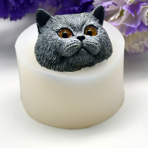 Moule 3D en Silicone pour bougies et gâteaux bricolage outils pour faire du savon, chat mignon, artisanat pour aromathérapie et décoration en argile ► Photo 1/6