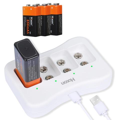 9V protégé 850mAh Rechargeable Li-ion batterie et chargeur pour détecteur de fumée, alarme incendie, multimètre, Microphone Radio, enfants jouet etc. ► Photo 1/6