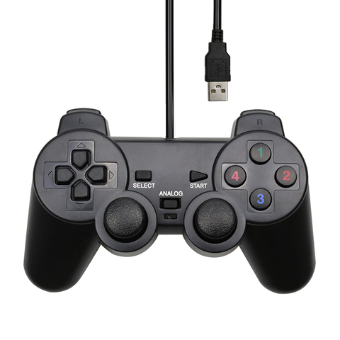 Manette de jeu avec vibrations, contrôleur filaire USB pour PC et ordinateur portable, compatible avec windows xp/7/8/10, Vista, noir ► Photo 1/6