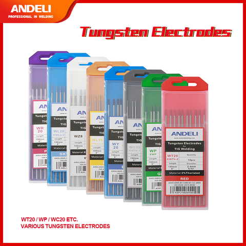 Électrodes de tungstène ANDELI tiges de TIG WT20 WP WC20 WY20 WL15 WZ8 WL20 WR20 consommables d'électrodes de TIG pour Machine de soudage TIG ► Photo 1/6