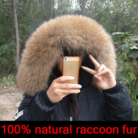 5A qualité naturel collier de fourrure hiver réel naturel fourrure de raton laveur col pour chapeau de haute qualité fourrure de raton laveur mode manteau col ► Photo 1/6