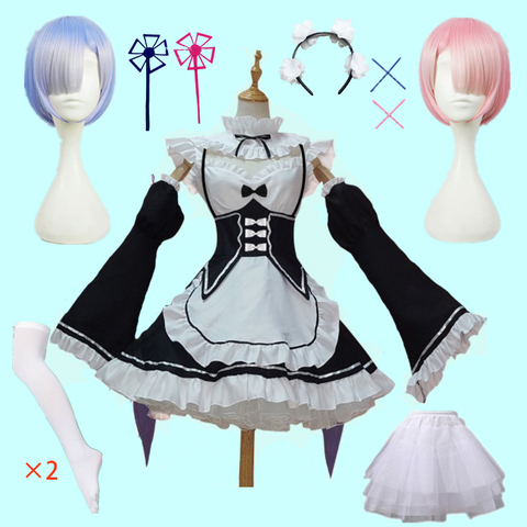 Costumes de Cosplay de femme de chambre Rem Ram Re: zéro kara Hajimeru Isekai Seikatsu Kawaii cos robes Re la vie dans un monde différent Anime femme de chambre ► Photo 1/6