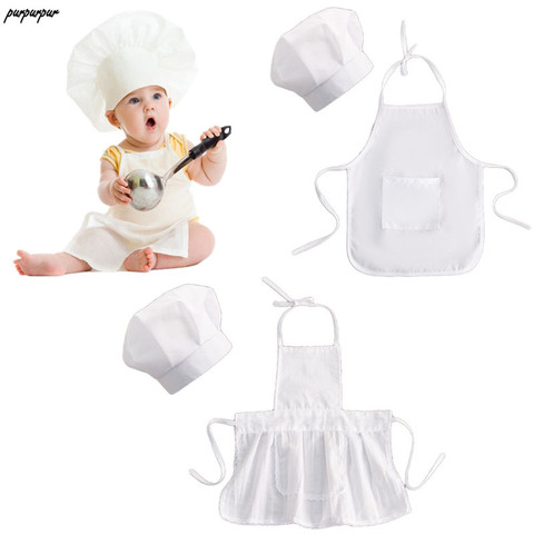 Tablier et chapeau de Chef mignon pour bébés, 2 pièces, tablier de cuisine blanc pour enfants, accessoire de Photos, chapeau de nouveau-né, tablier de Photos, vêtements ► Photo 1/6