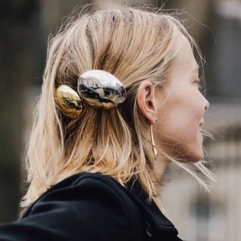 Flacell-Barrettes géométriques pour femmes, vêtements de fête, Design géométrique, couleur brillant or argent, en métal, pour femmes, Design 2022 ► Photo 1/6