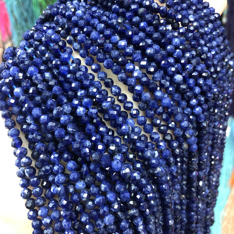 Perles rondes en Sodalite naturelle AAA, 4mm, à facettes, pour la fabrication de bijoux, accessoires pour bracelets et colliers, vente en gros ► Photo 1/3