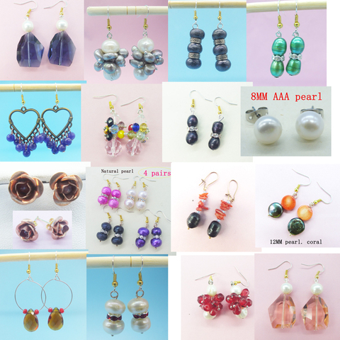 Promotion! Boucles d'oreilles classiques. Perle naturelle. Cristal. Pierres semi-précieuses. Corail. Coquille ► Photo 1/6