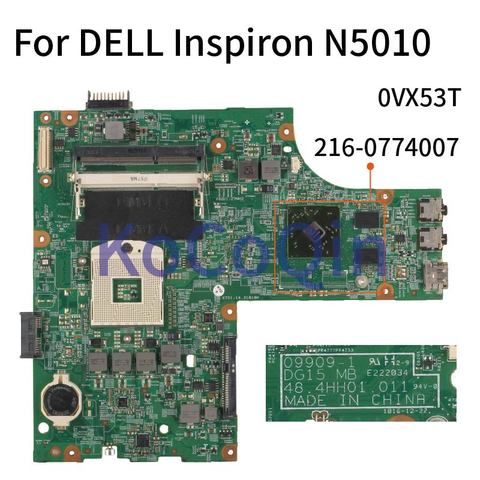 KoCoQin – carte mère pour ordinateur portable, compatible avec DELL Inspiron N5010 CN-0VX53T 0VX53T 09909-1 216-0774007 HM57 DDR3 ► Photo 1/6